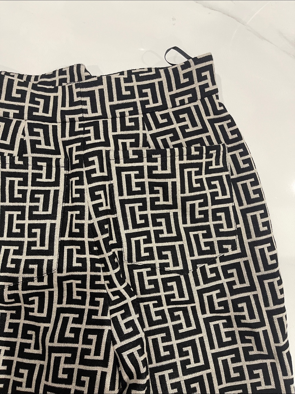 Balmain Black & White Monogram Geometric Chinos - Picture 16 of 17
